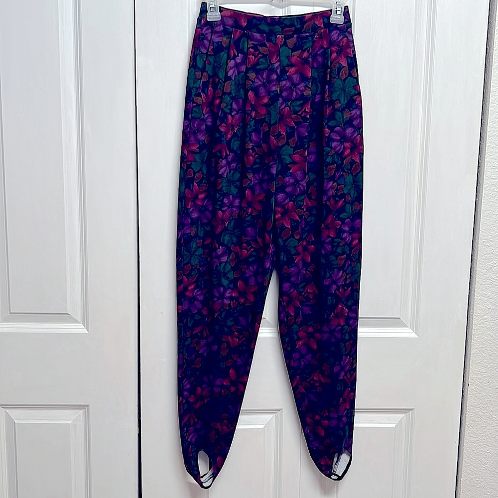 Brindar Design Multi Color Floral Pleated Ankle Pants Size M